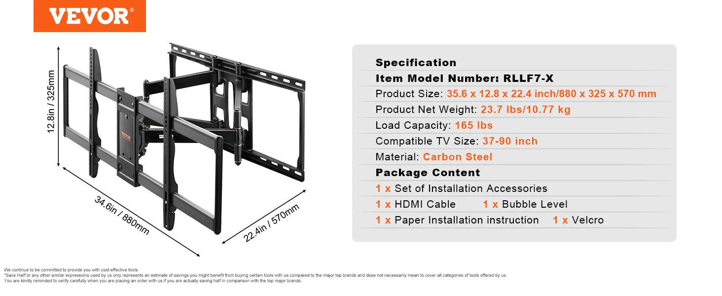 Full Motion TV Mount 26-90in: Swivel, Tilt, Articulating Arms