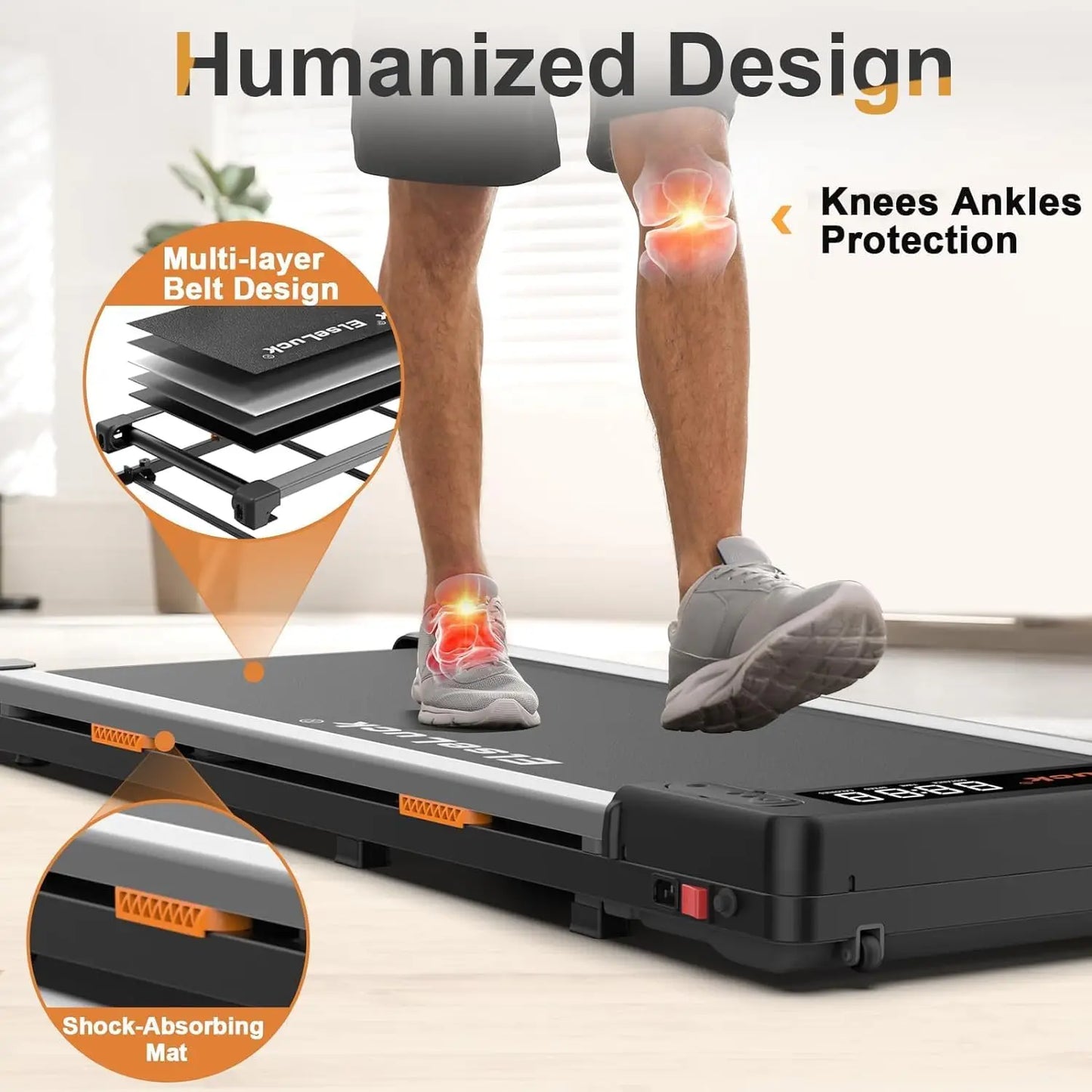 Walking Pad Under Desk Treadmill - 2 in 1 Portable Fitness