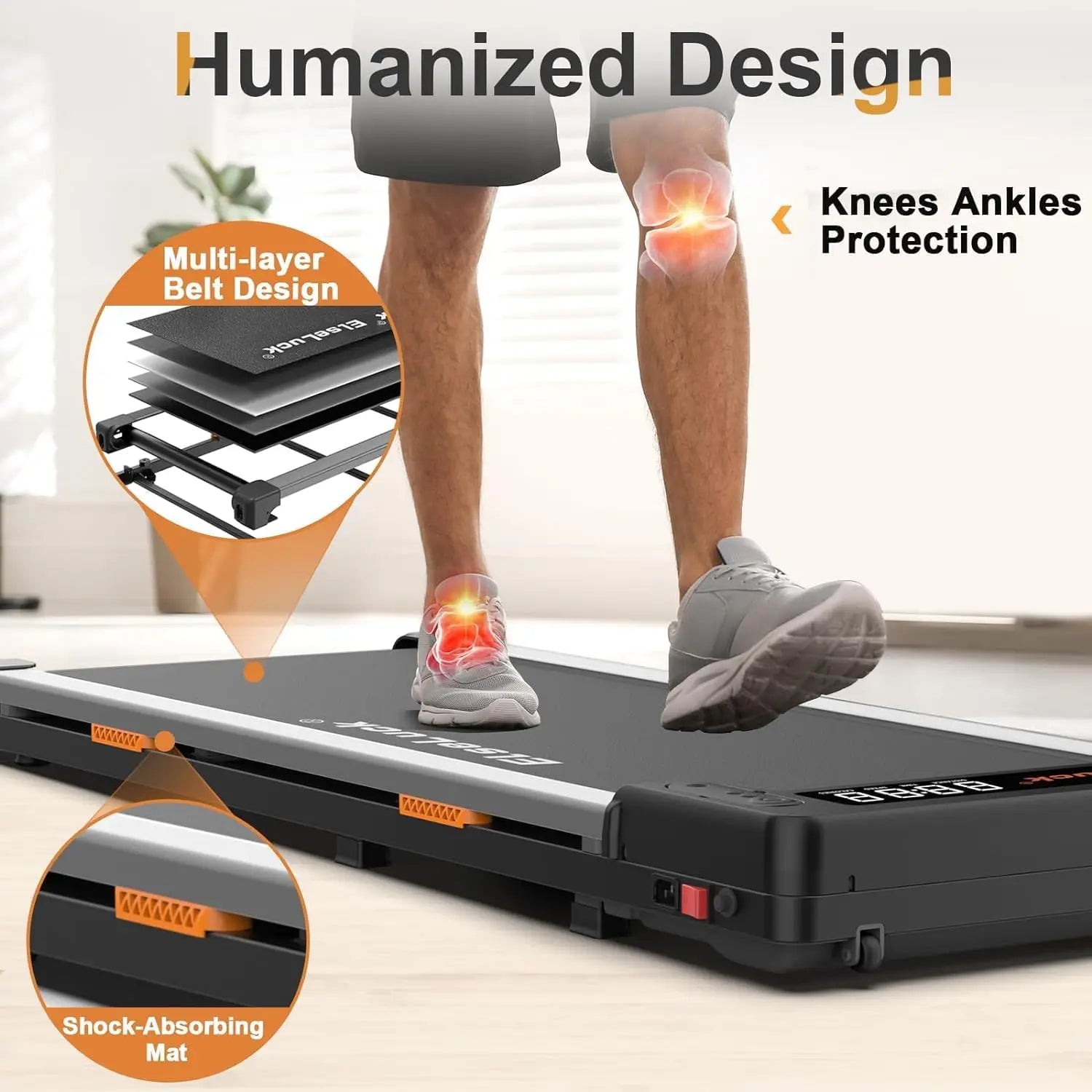 Walking Pad Under Desk Treadmill - 2 in 1 Portable Fitness